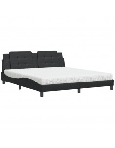 Letto con Materasso Nero 180x200 cm in Similpelle 2
