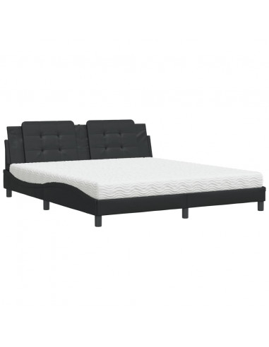 Letto con Materasso Nero 180x200 cm in Similpelle
