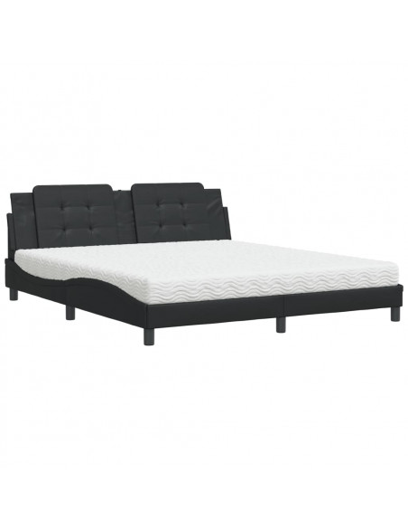 Letto con Materasso Nero 180x200 cm in Similpelle