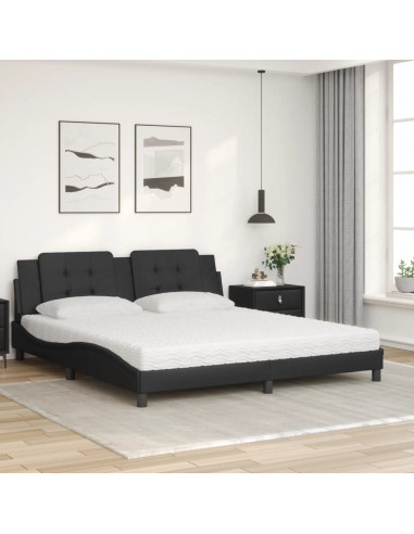 Letto con Materasso Nero 180x200 cm in Similpelle