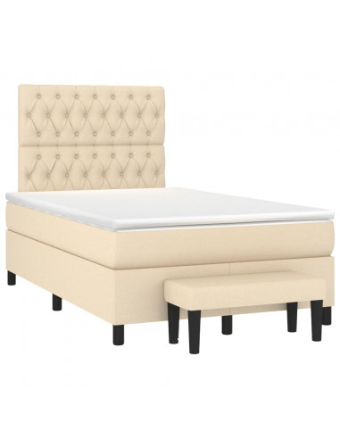 Giroletto a Molle con Materasso Crema 120x190 cm in Tessuto