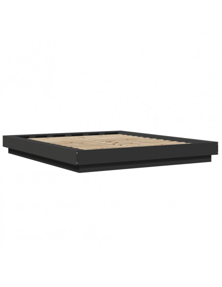 Giroletto con Luci LED Nero 160x200 cm in Legno Multistrato