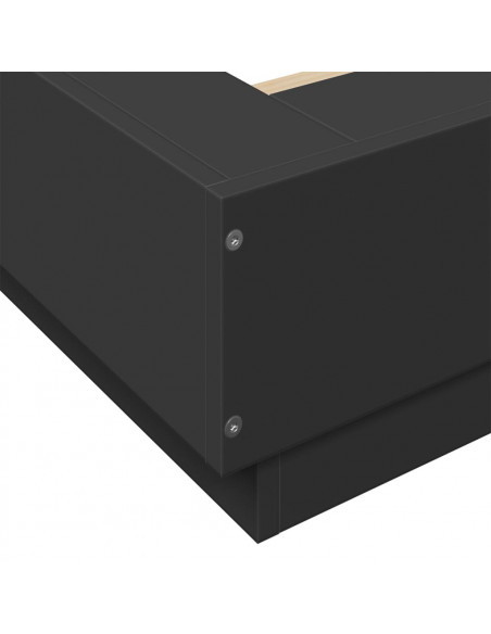 Giroletto con Luci LED Nero 160x200 cm in Legno Multistrato