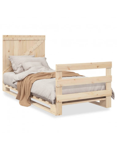 Giroletto con Testiera 90x200 cm in Legno Massello di Pino