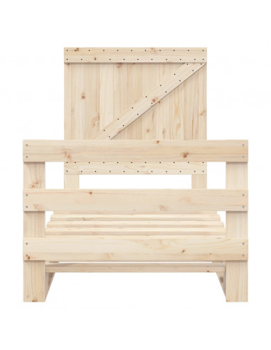 Giroletto con Testiera 90x200 cm in Legno Massello di Pino