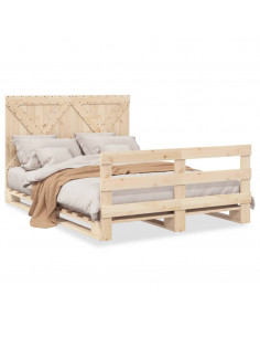 Giroletto con Testiera 160x200 cm in Legno Massello di Pino 2