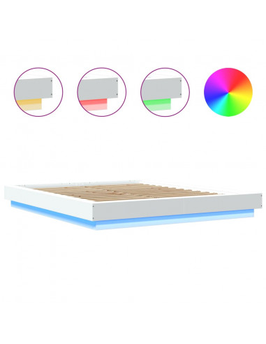 Giroletto con Luci LED Bianco 150x200 cm in Legno Multistrato