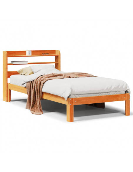 Letto senza Materasso Marrone Cera 90x200 cm Legno di Pino