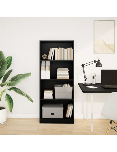 Libreria Nera 60x24x143 cm in Legno Multistrato