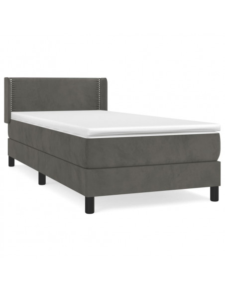 Giroletto a Molle con Materasso Grigio Scuro 100x200 cm Velluto