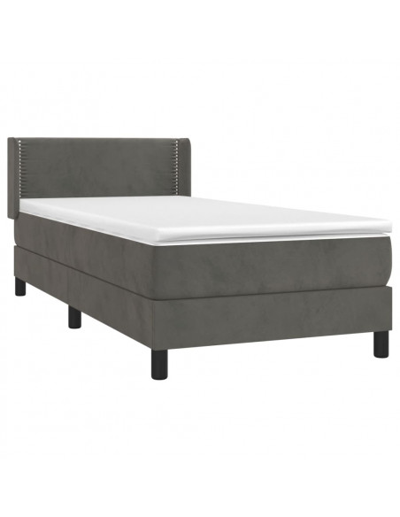 Giroletto a Molle con Materasso Grigio Scuro 100x200 cm Velluto