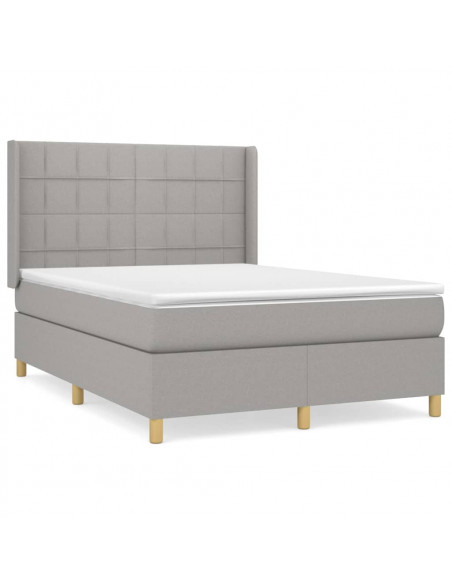 Giroletto a Molle con Materasso Grigio Chiaro 140x200cm Tessuto
