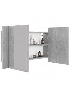 Armadietto a Specchio con Luci LED Grigio Cemento in Acrilico 2