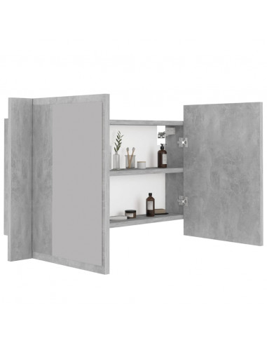 Armadietto a Specchio con Luci LED Grigio Cemento in Acrilico