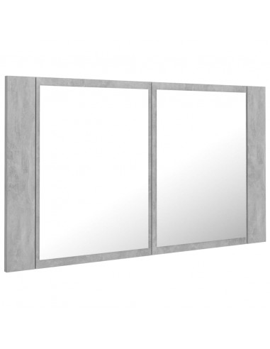 Armadietto a Specchio con Luci LED Grigio Cemento in Acrilico