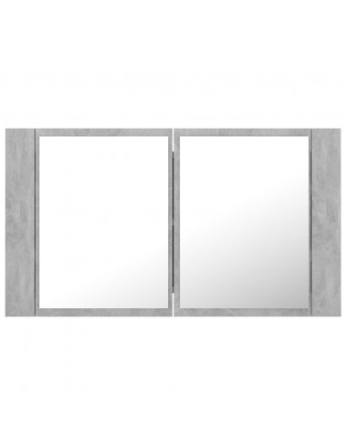 Armadietto a Specchio con Luci LED Grigio Cemento in Acrilico
