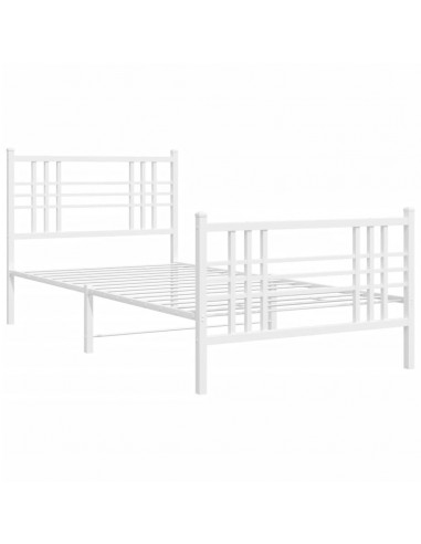 Giroletto con Testiera e Pediera Metallo Bianco 100x200 cm