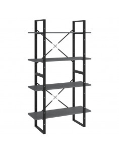 Libreria a 4 Ripiani Grigia 80x30x140 cm in Massello di Pino 2