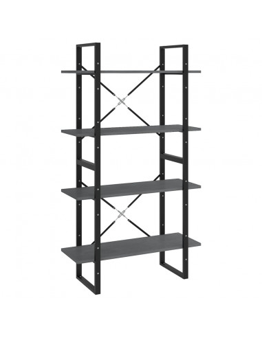 Libreria a 4 Ripiani Grigia 80x30x140 cm in Massello di Pino