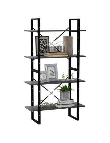 Libreria a 4 Ripiani Grigia 80x30x140 cm in Massello di Pino