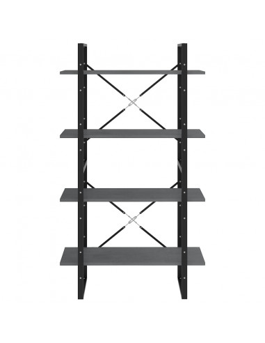 Libreria a 4 Ripiani Grigia 80x30x140 cm in Massello di Pino