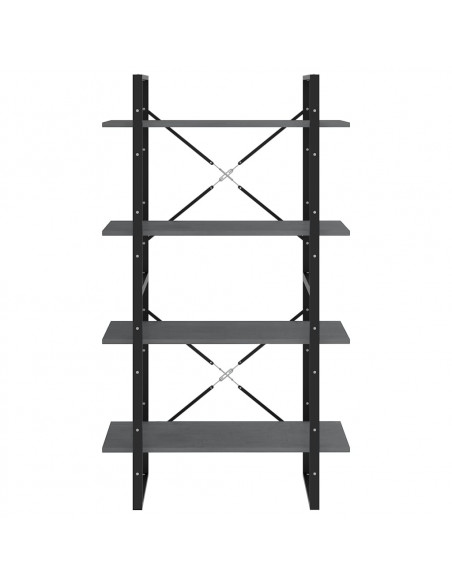 Libreria a 4 Ripiani Grigia 80x30x140 cm in Massello di Pino
