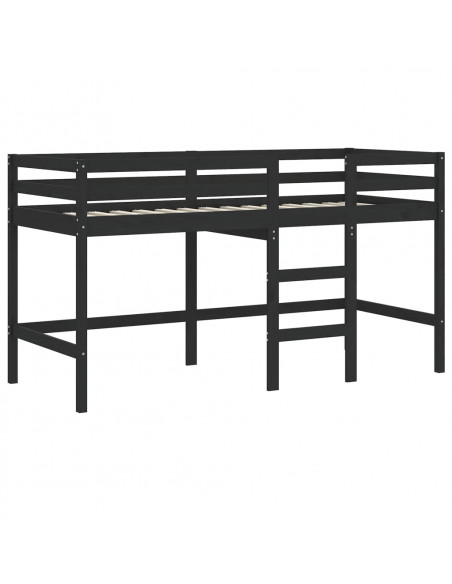 Letto a Soppalco con Tunnel Bambini Bianco e Nero 90x200cm Pino