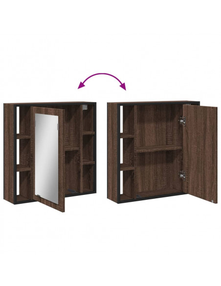 Mobile Bagno Specchio Rovere Marrone 60x16x60 Legno Multistrato