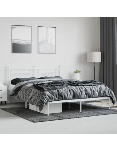 Giroletto con Testiera Metallo Bianco 183x213 cm