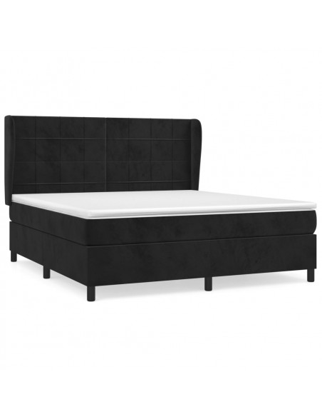 Giroletto a Molle con Materasso Nero 160x200 cm in Velluto
