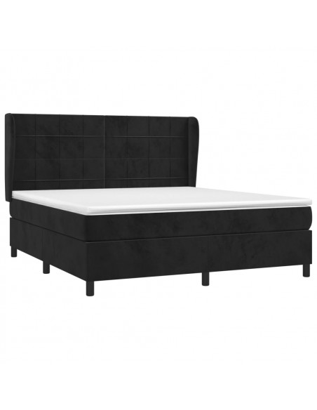 Giroletto a Molle con Materasso Nero 160x200 cm in Velluto