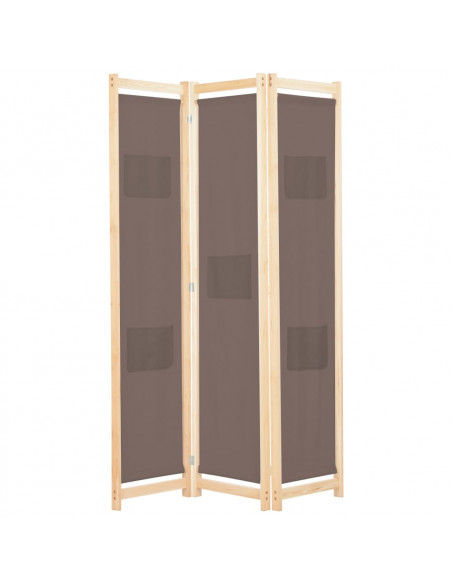 Divisorio a 3 Pannelli Marrone 120x170x4 cm in Tessuto