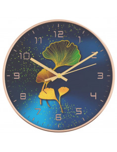 Orologio da Parete Oro e Blu Ø29,5 cm Polistirene e Vetro 2