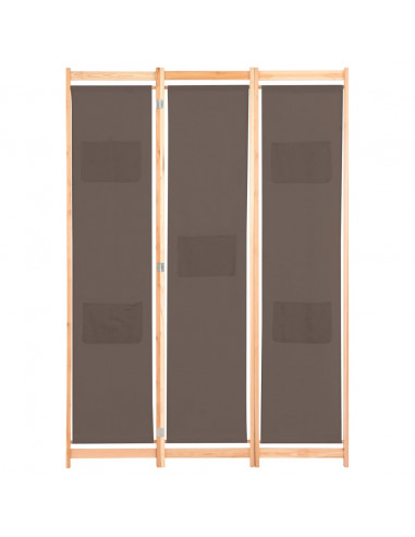 Divisorio a 3 Pannelli Marrone 120x170x4 cm in Tessuto