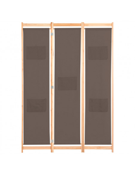 Divisorio a 3 Pannelli Marrone 120x170x4 cm in Tessuto