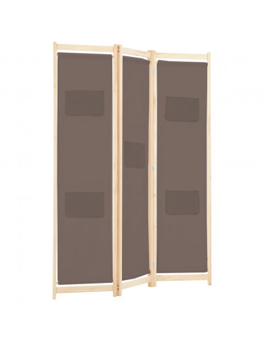 Divisorio a 3 Pannelli Marrone 120x170x4 cm in Tessuto