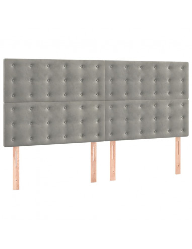 Giroletto con Testiera Grigio Chiaro 140x200 cm in Velluto