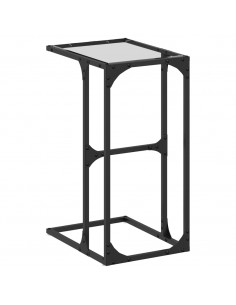 Tavolino con Vetro Trasparente 40x30x61,5cm in Acciaio 2