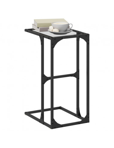Tavolino con Vetro Trasparente 40x30x61,5cm in Acciaio