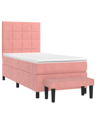Giroletto a Molle con Materasso Rosa 100x200 cm in Velluto
