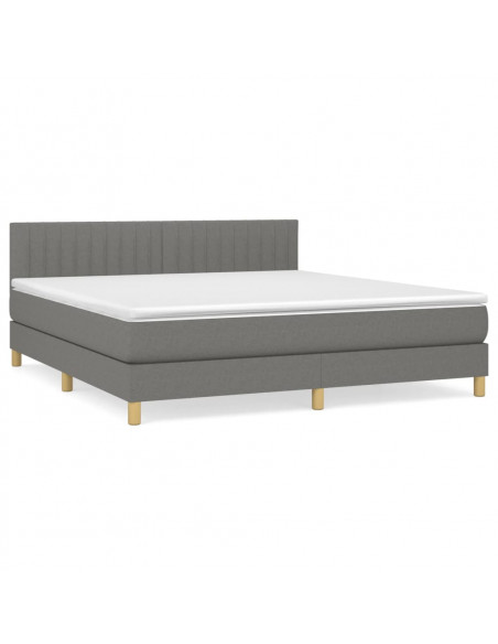 Giroletto a Molle con Materasso Grigio Scuro 160x200 cm Tessuto