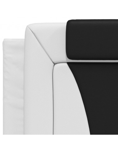 Letto con Materasso Nero e Bianco 80x200 cm in Similpelle