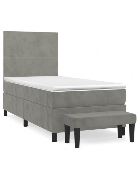 Giroletto a Molle con Materasso Grigio Chiaro 100x200cm Velluto