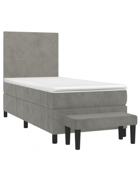 Giroletto a Molle con Materasso Grigio Chiaro 100x200cm Velluto
