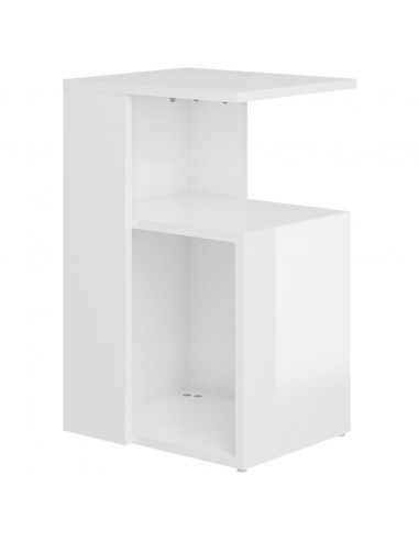 Tavolino Bianco Lucido 36x30x56 cm in Legno Multistrato