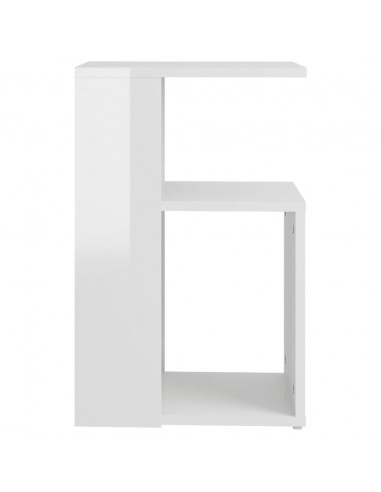 Tavolino Bianco Lucido 36x30x56 cm in Legno Multistrato