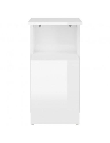 Tavolino Bianco Lucido 36x30x56 cm in Legno Multistrato