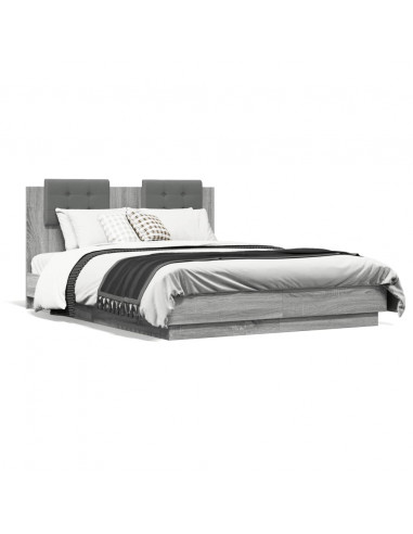 Giroletto Testiera Grigio Sonoma 135x190 cm Legno Multistrato