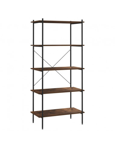 Scaffale con 5 Mensole Nero e Naturale 80x40x163 cm