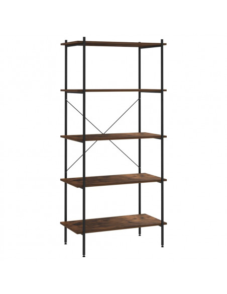 Scaffale con 5 Mensole Nero e Naturale 80x40x163 cm